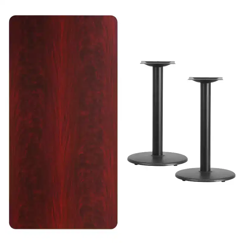 Emma and Oliver 30x60 Rectangular Laminate Table with 18 Round Table Bases