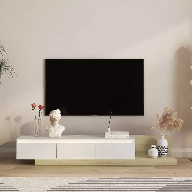 GDFStudio Ramsey Extendable LED TV Stand Entertainment Center with Storage