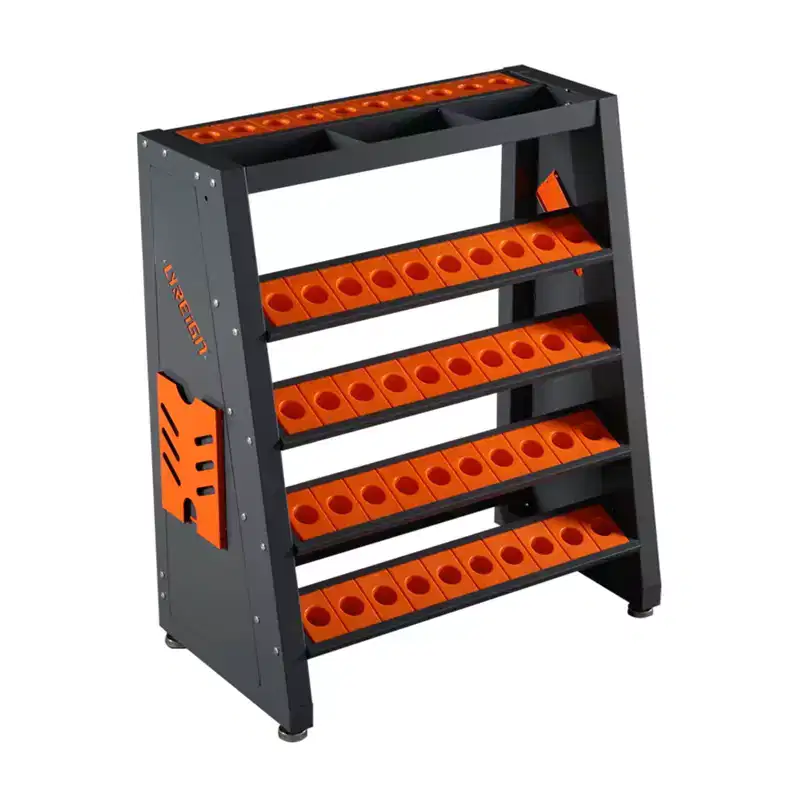 4-Tier CNC Tool Rack 40 Taper 70 Capacity, Steel Tool Cart Storage Cabinet for Workshop