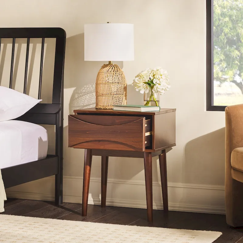 Middlebrook Designs Mid-Century Curved-Drawer Nightstand