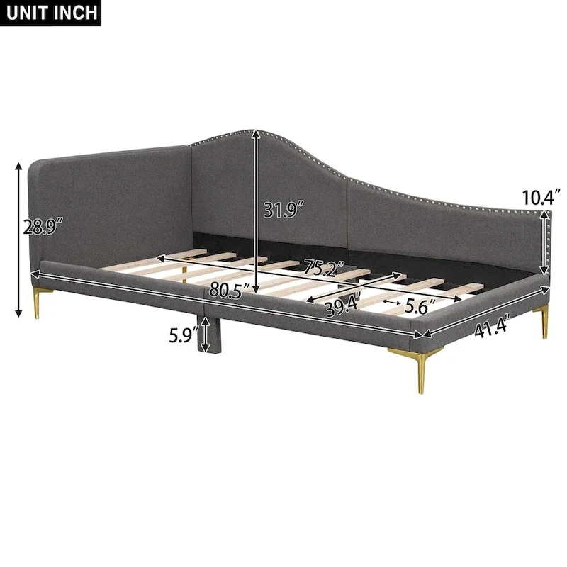 Upholstered Daybed with Guardrail and Headboard