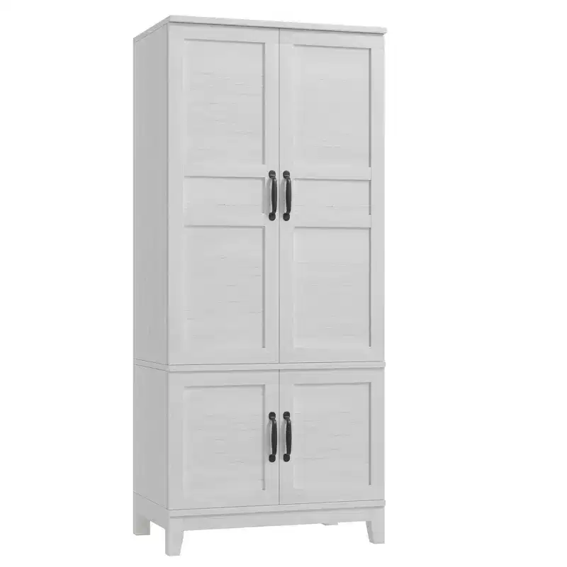 Armoire Wardrobe Closet with 4 Doors,72 in Wooden Wardrobe Cabinet with Hanging Rod, Freestanding Tall Clothing Armoire Storage Cabinet