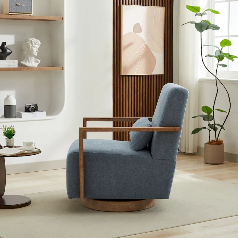 30.31 Linen Blend Upholstered 360 Swivel Accent Chair