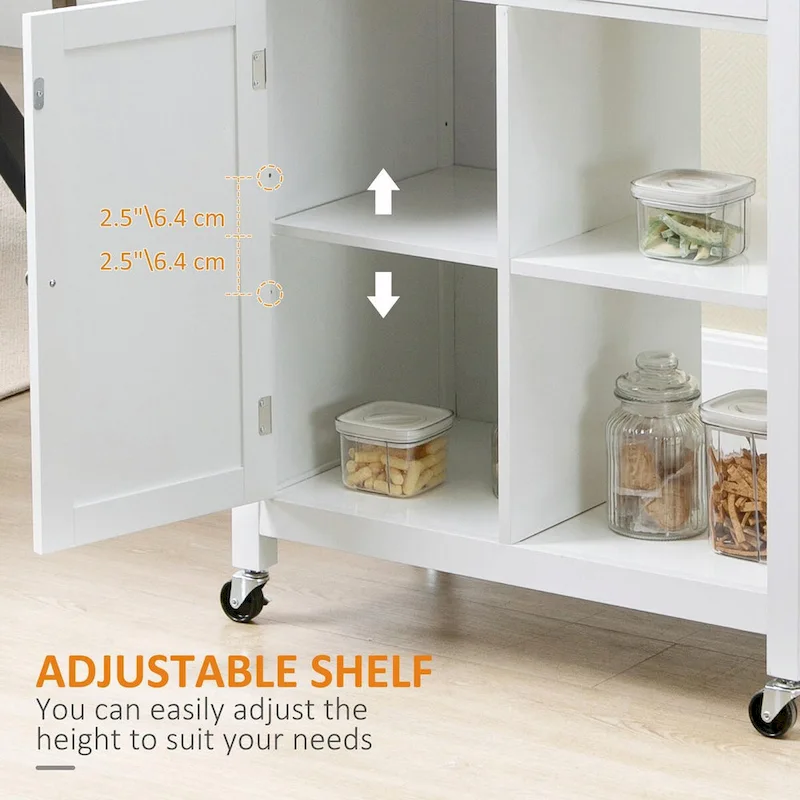 Rolling Kitchen Island Cart with Solid Wood Top and Drawer