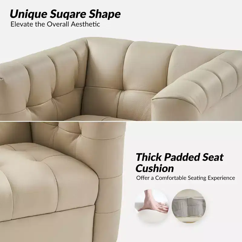 Frankie Modern Genuine Leather Swivel Club Chair| HULALA HOME
