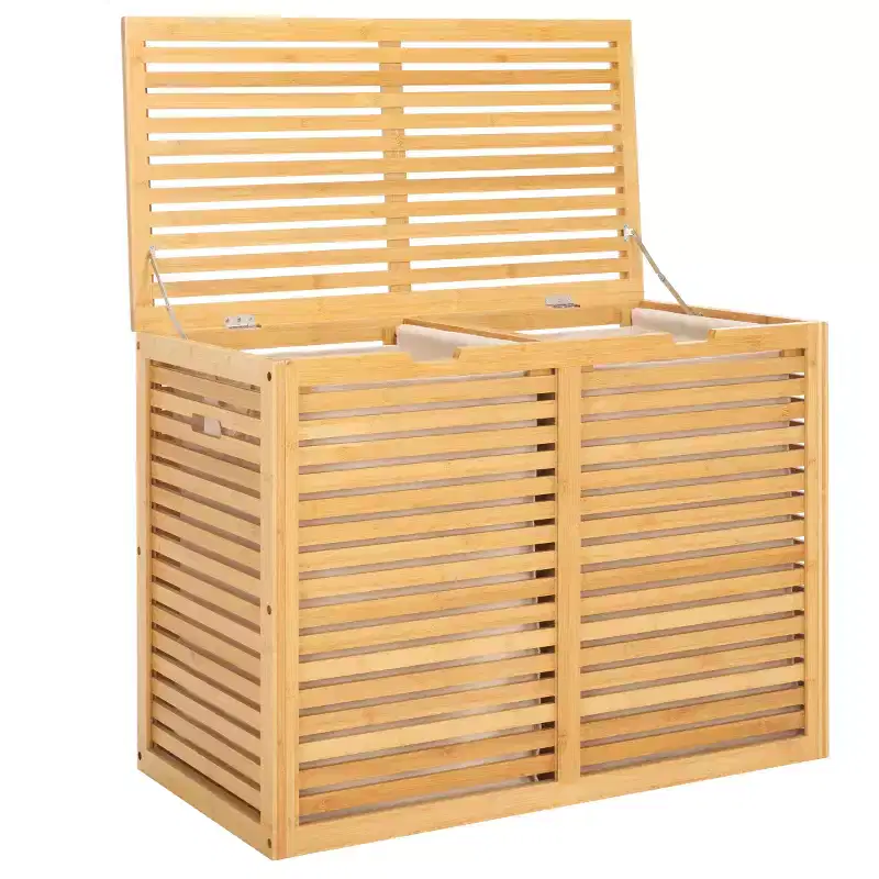 Lahiri 2 Compartment Laundry Basket with Liner - STG1904 - Natural/Beige - Safavieh