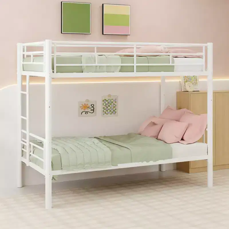 Luxystar Twin Over Twin Metal Bunk Bed, Convertible 2 Beds