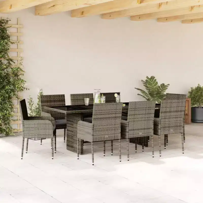 vidaXL Garden Dining Set Gray, Dark Gray