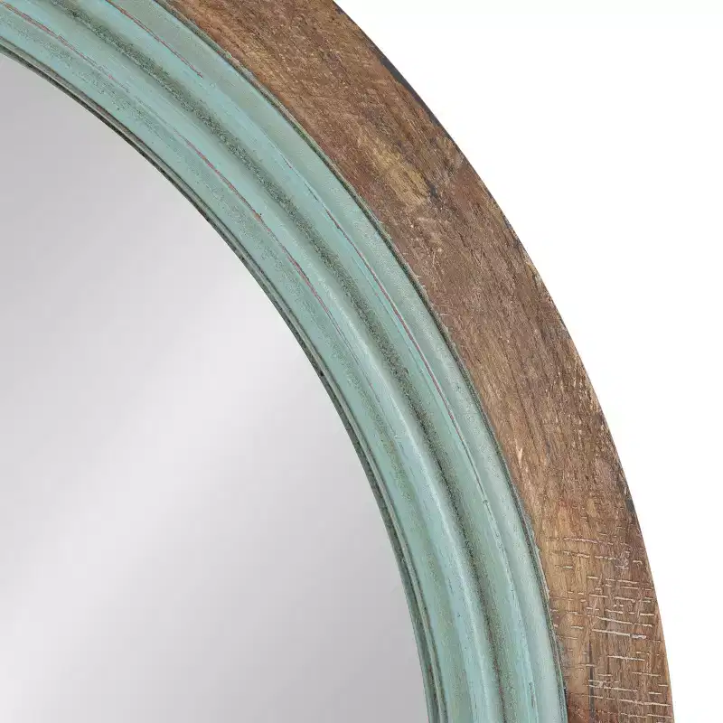 Kate and Laurel Palmer Wood Round Wall Mirror, 26 Diameter, Blue