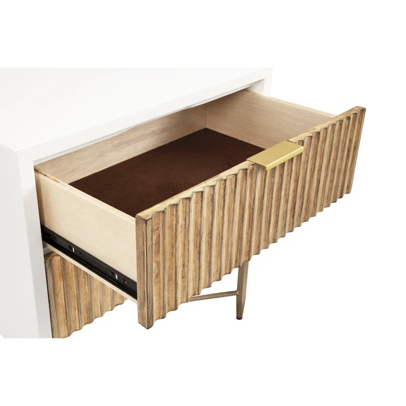 Modern Luxurious Nightstand with 2 Drawers and Gold Metal Legs