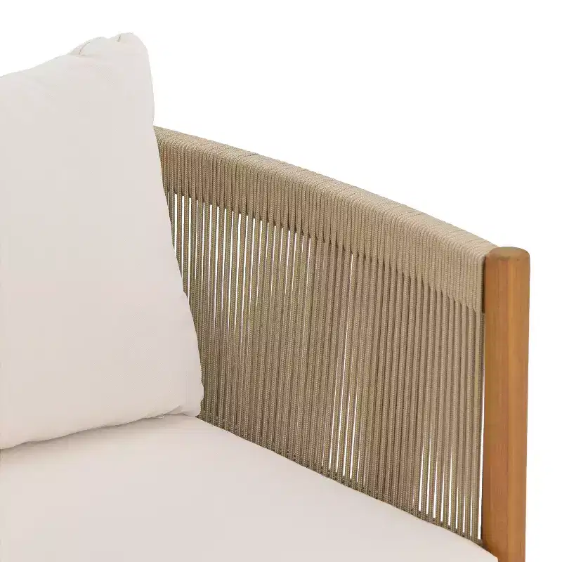 Christopher Knight Home Bradley Patio Modern Acacia Wood Club Chair Woven Rope Panels and Cushions
