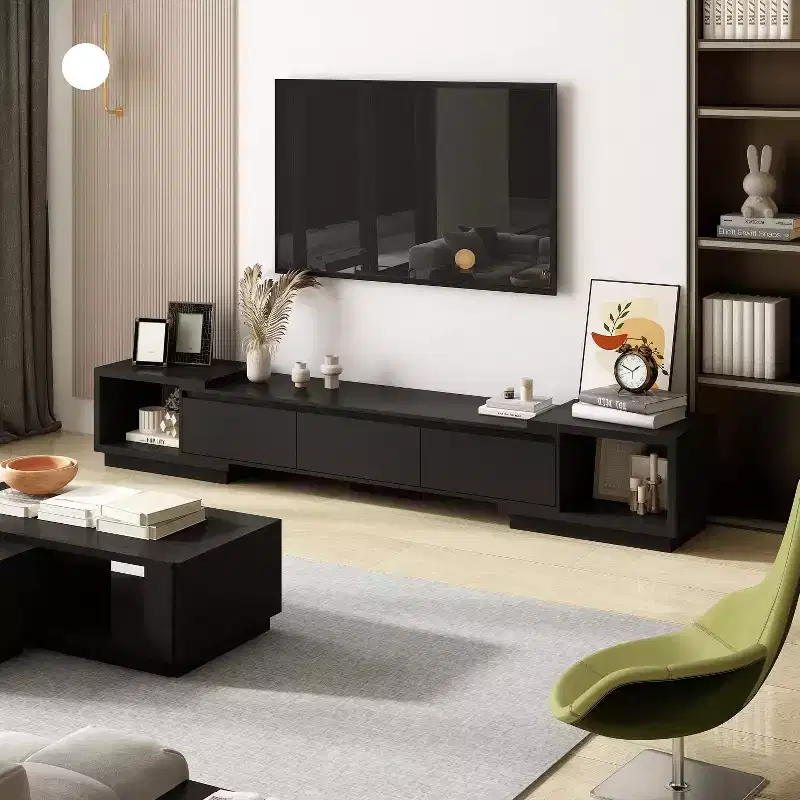 Famapy Extendable TV Console Table Modern TV Cabinet with Drawers
