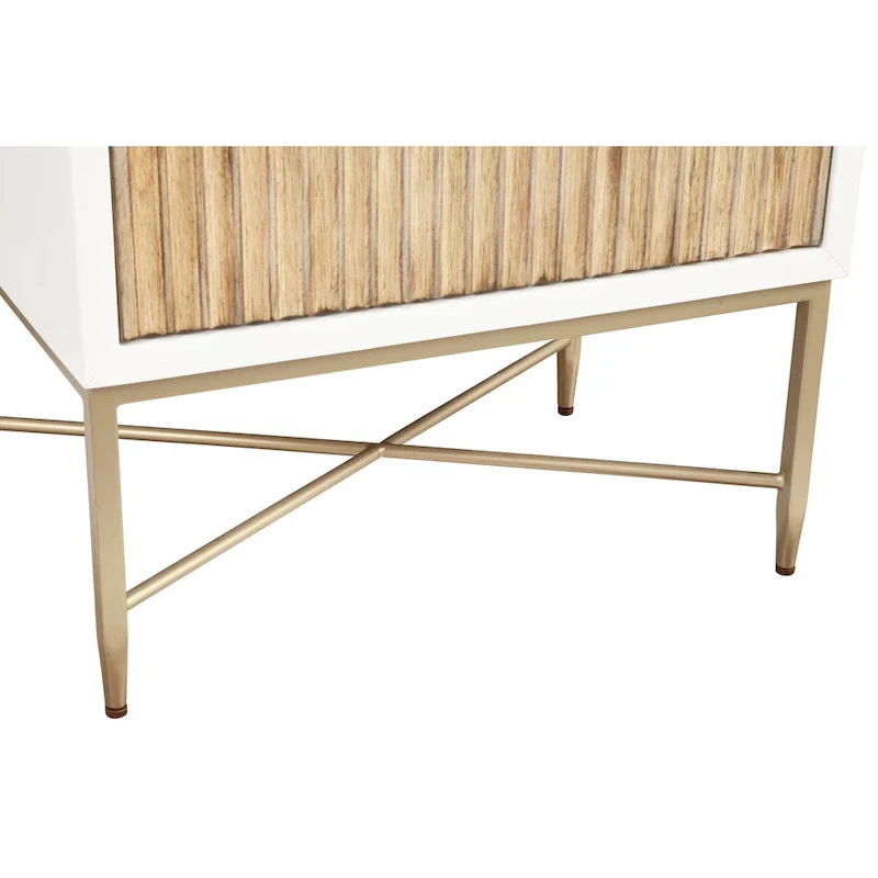 Modern Luxurious Nightstand with 2 Drawers and Gold Metal Legs