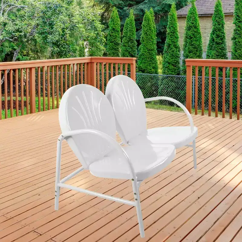 Northlight 47-Inch Outdoor Retro Tulip Steel Loveseat, White