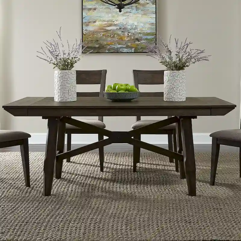 Double Bridge Dark Chestnut Optional 6 Piece Trestle Table Set