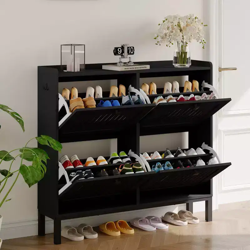 Shoe Storage Cabinet with 4 Flip Drawer, Shoes Organizer, Adjustable Shoe Rack for Entryway Living Room Bedroom