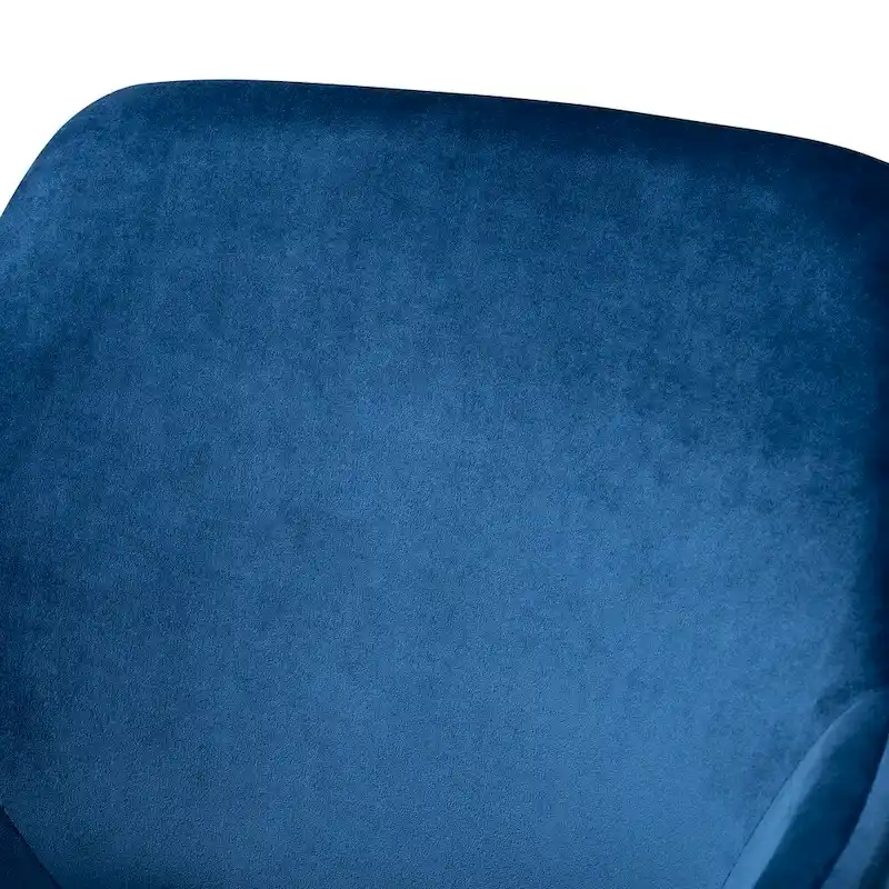 Glam Upholstered Dining Chair Set of 2 - Navy Blue Velvet with Gold Legs