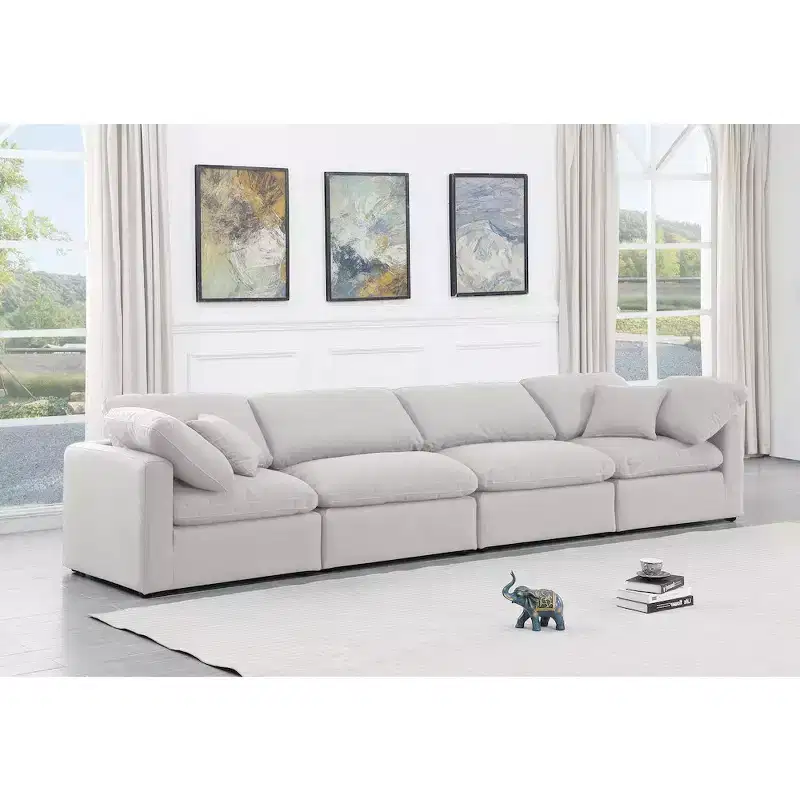 Meridian Furniture Indulge Linen Textured Fabric Modular Sofa