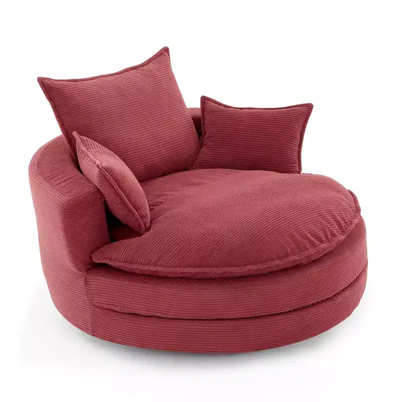 360 Swivel Barrel Chair with Dual-Layer Cushion Design