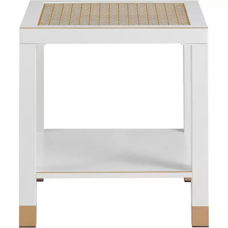 20 Modern 2-Tier Glass End Table with Metal Frame,Versatile Living Room & Bedroom Side Table