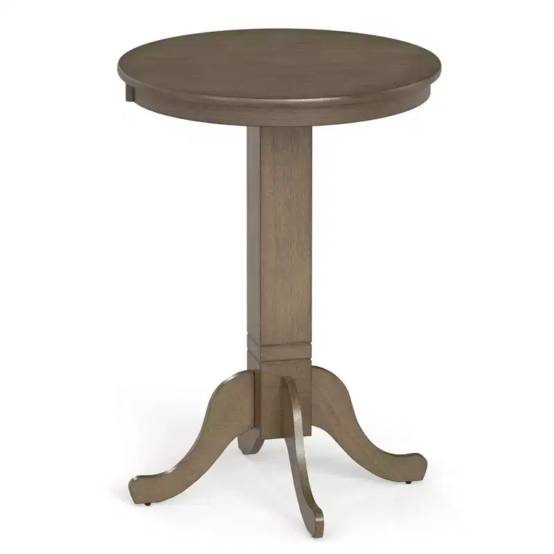 Costway 30 Round Bar Table with Rubber Wood Frame, Elegant Pedestal Base for Dining Room Espresso/Oak Gray