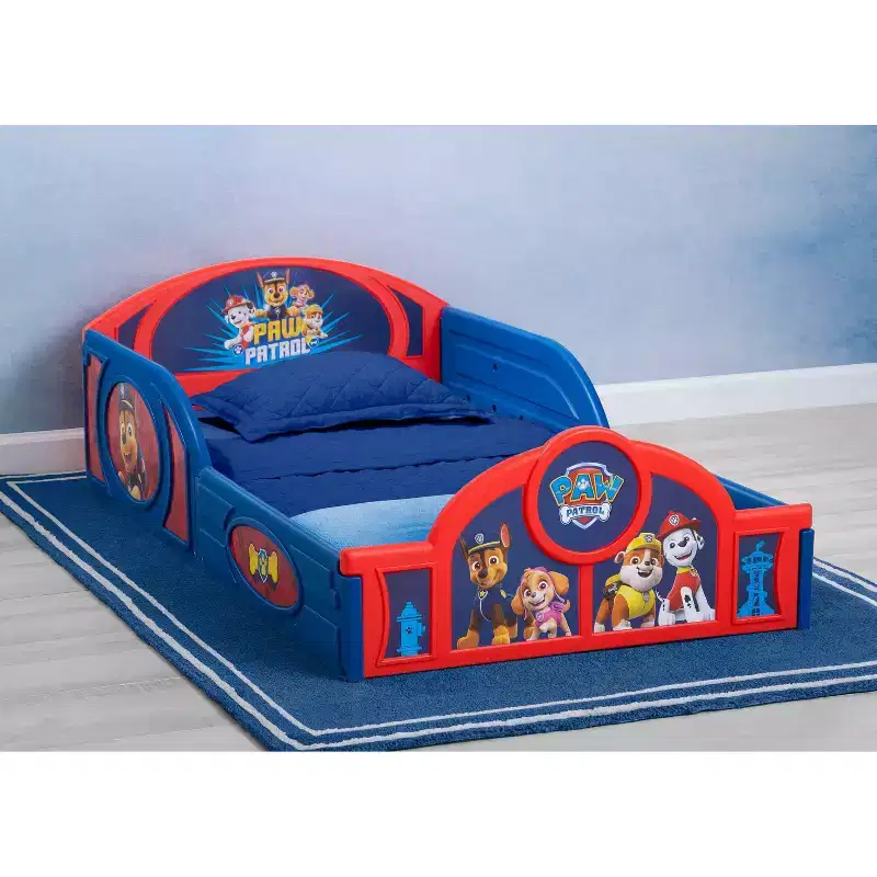 Delta Children Plastic Sleep and Play Toddler Kids' Bed with Attached Guardrails - PAW Patrol