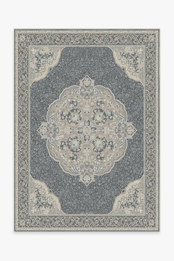 Persian Character Flatwoven Rug with Hidden Silhouette Floral Motif in Cream & Sage for Kids Room & Living Room