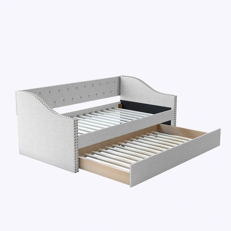 Boyd Sleep Manchester Linen Upholstered Twin Daybed with Trundle