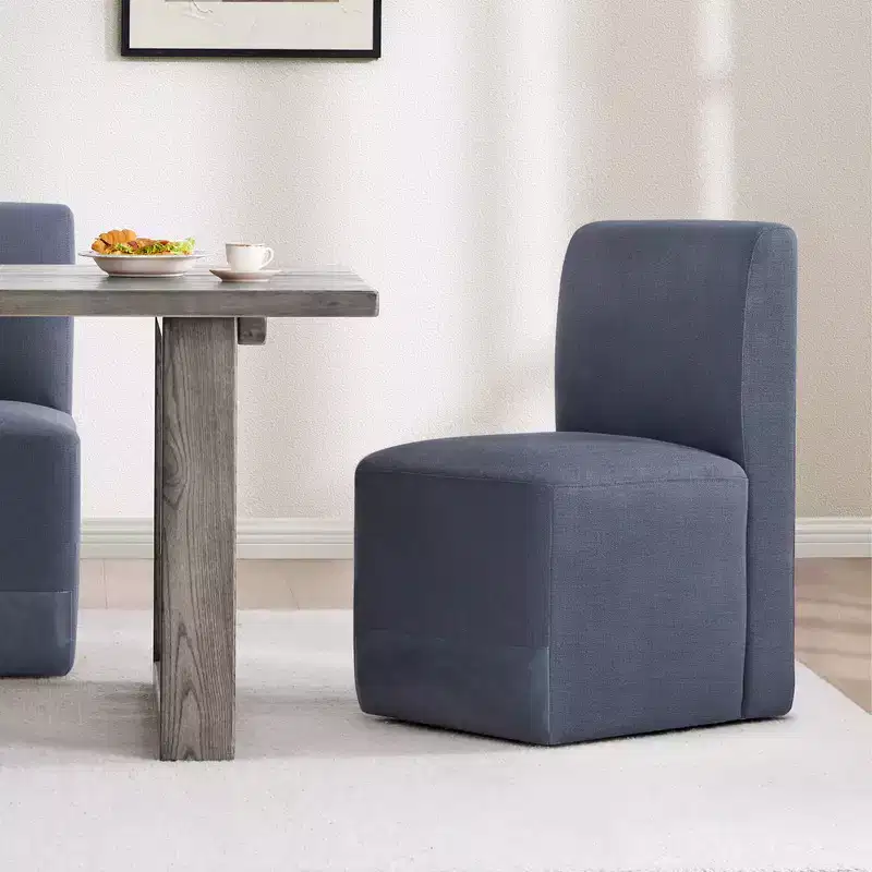 Spruce&Spring Upholstered Movable Rolling Dining Chairs with Casters Set of 2