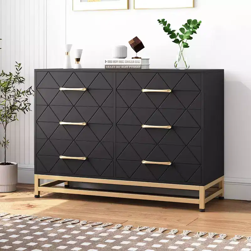 Zstar 6 Drawers Storage Dresser for Bedroom, Living Room, Hallway