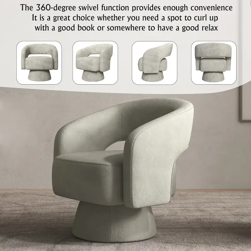 360 Degree Swivel Barrel Upholstered Modern Armchair