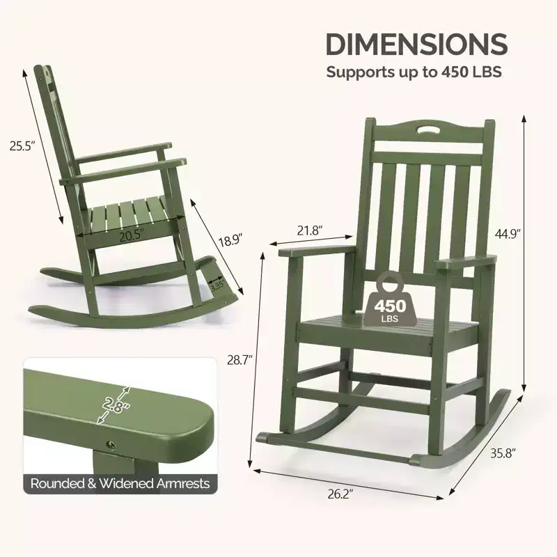 Karl Home | Solid Wood Patio Rocking Chair with Footrest