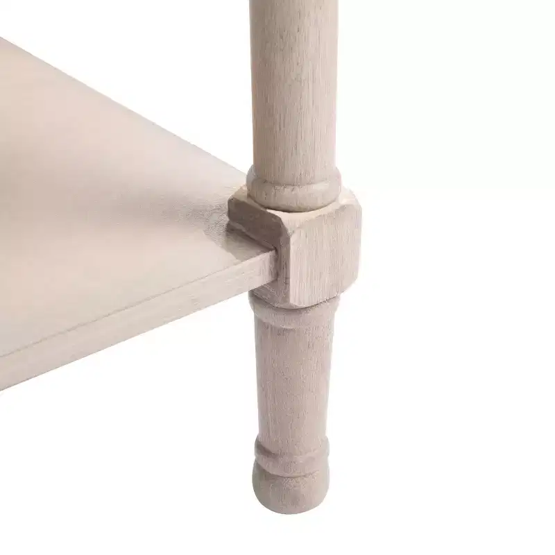 1-Drawer Accent Side Table with Herringbone Detail & Open Shelf, Distressed White