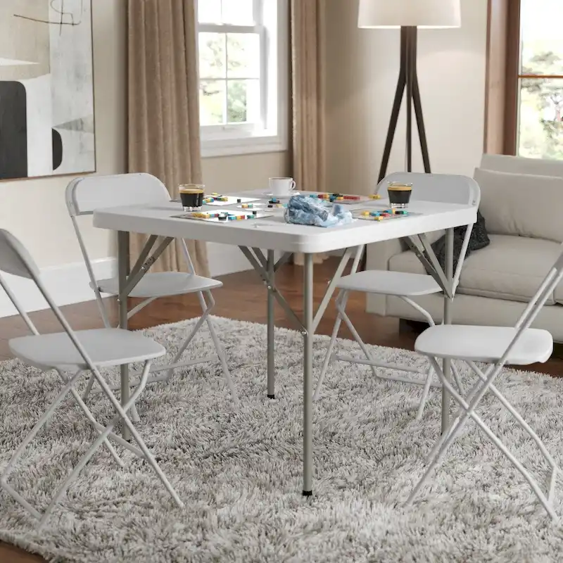 2.85-Foot Square Plastic Folding Table - Event Folding Table - 34.25D x 34.25W x 29.5H