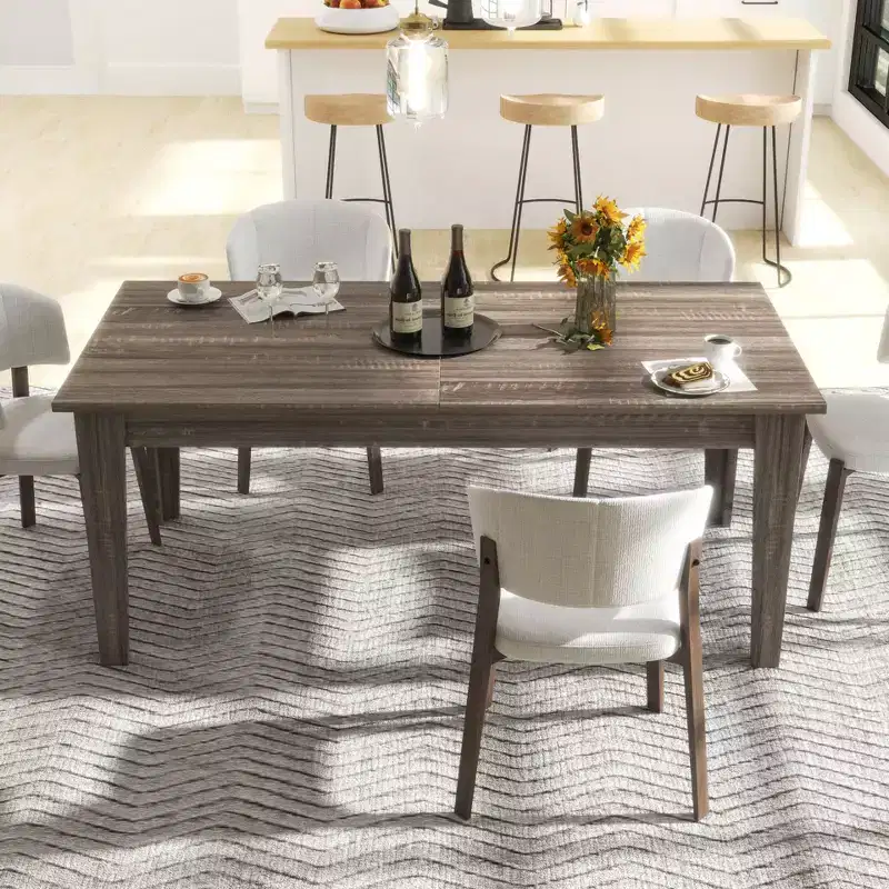 106.3IN Vintage Dining Table, Extendable Kitchen Table with Long Tabletop, Folding Table for Party, Celebration, Meetings, Dark Oak