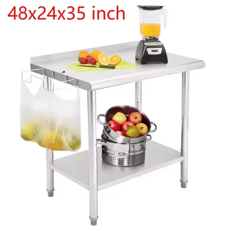NSF Stainless Steel Height-Adjustable Commercial Work Prep Table with Undershelf