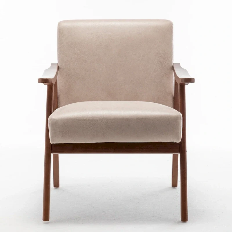 Extra-Thick Backrest Accent Chair with Solid Wood Frame