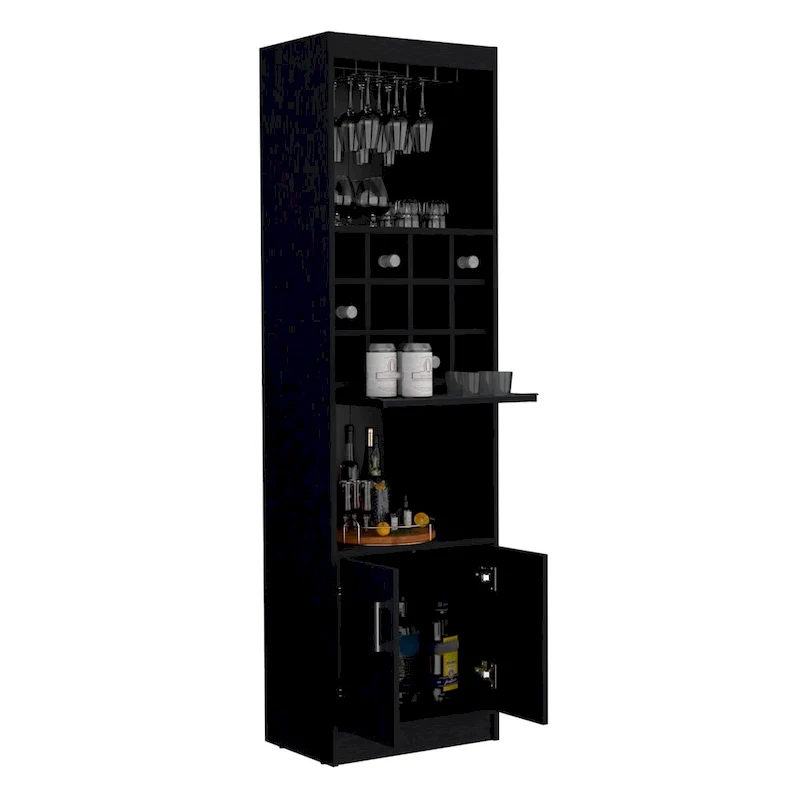 71-Inch 5-Tier Bar Cabinet with Wine Rack & Stemware Holder