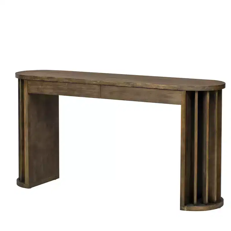 Merax Modern Oval-Edge Console Table with Fan-Shaped Legs