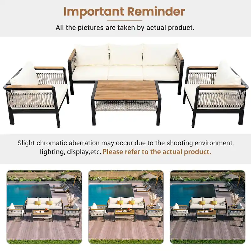 4-Pieces Patio Seating Group with Cushions & 1 Coffee Table