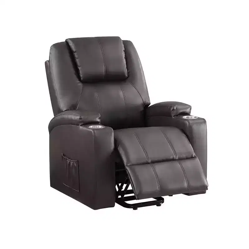 Leather Aire Power Recliner Brown
