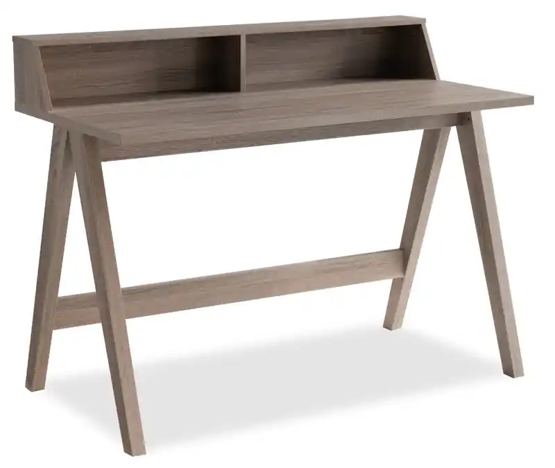 47.25 Computer Office Desk with 2 Cubbyholes- Taupe
