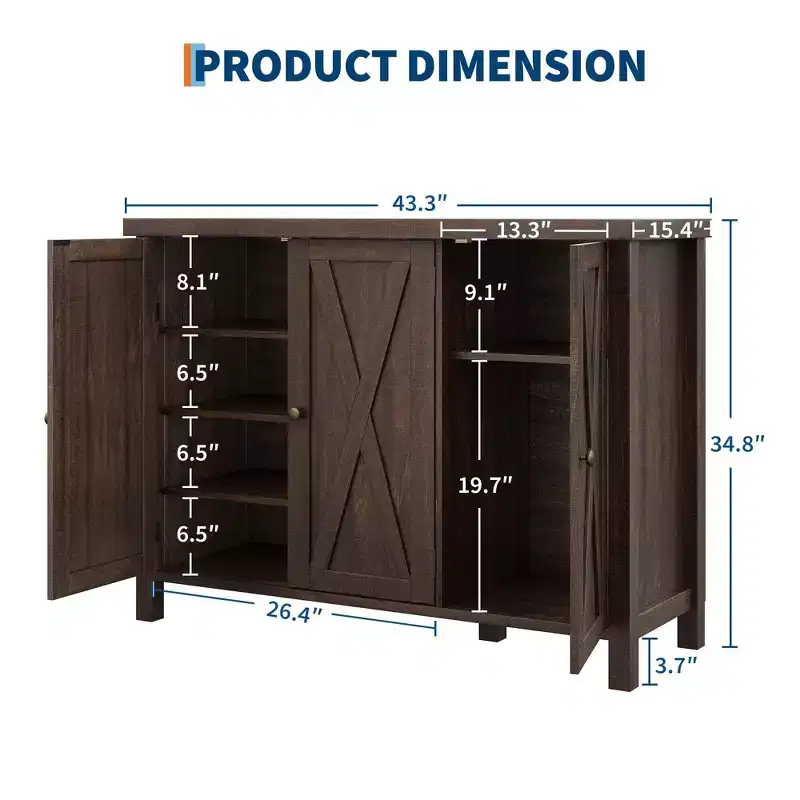 Coolmee 4-Tier Shoe Cabinet with Doors, Farmhouse 35'' Shoe Storage Cabinet for Entryway, Large Shoe Organizer Cabinet for Living Room Hallway