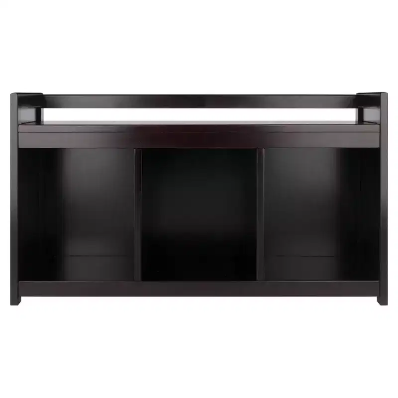 Addison Storage Bench with 3 Section - Dark Espresso - Winsome: Entryway Organizer, Bedroom Faux Leather Ottoman