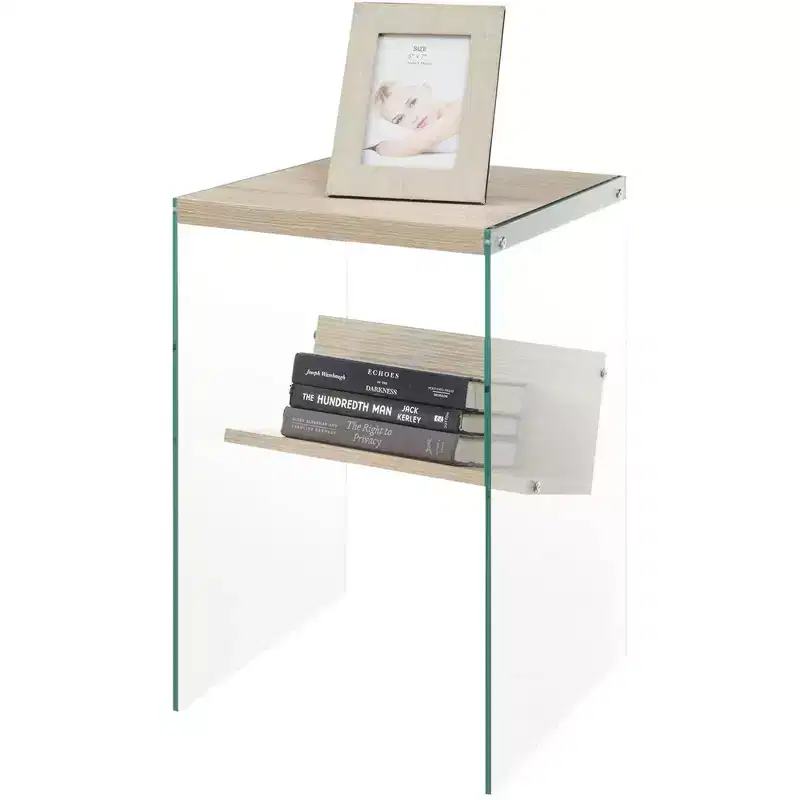 HomeStock Rectangle Glass Table Top End Table 1 -piece