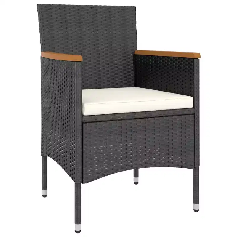 vidaXL 4 Piece Patio Chair and Stool Set Poly Rattan Black - Black