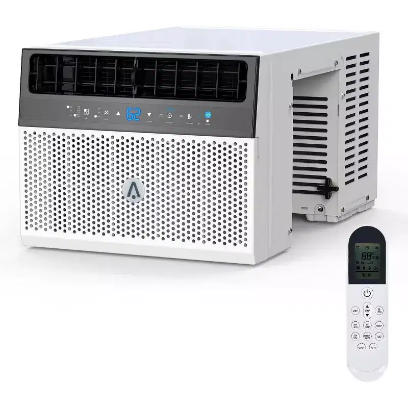 U-Shaped 8,000 BTU Window Air Conditioner  Ultra Quiet  Energy Efficient  Adjustable Depth  Remote Control  Washable Filter