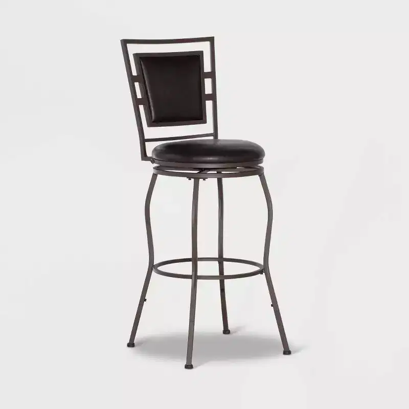 Linon 3pc Teagan Adjustable Stool Set Dark Brown: Upholstered, Powder-Coated, Kitchen Island Seating