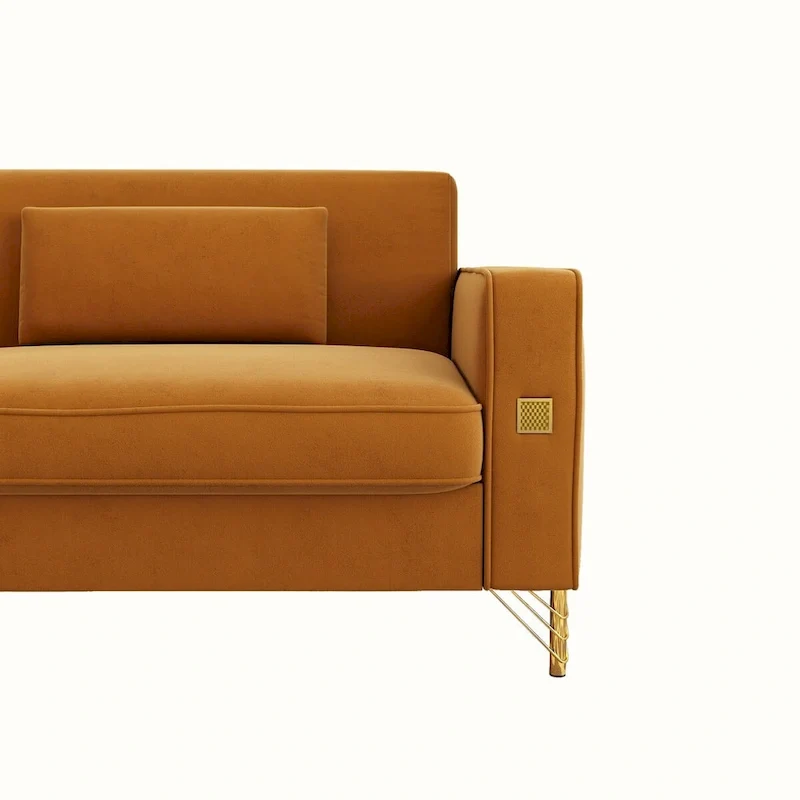 Modern Tufted Velvet Loveseat Upholstered Sofa with Removable Cushions and Pillows - 85.63 in.D x 30.31 in.W x 30.51 in.H