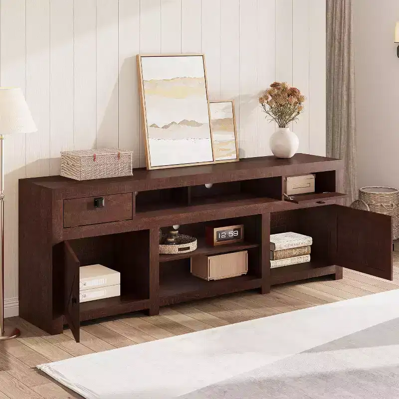 Wood Farmhouse TV Cabinet with 2 Drawers & 2 Cabinets